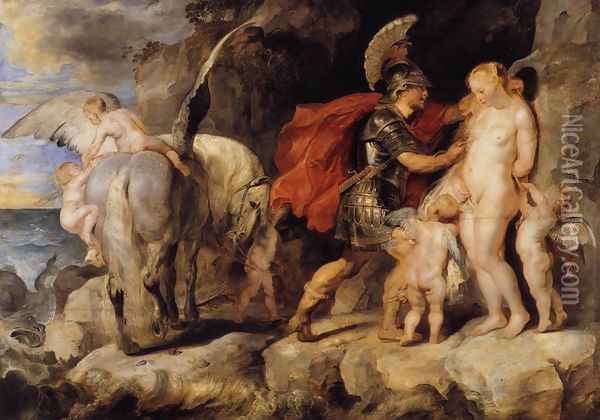Perseus Freeing Andromeda c. 1622 Oil Painting - Peter Paul Rubens