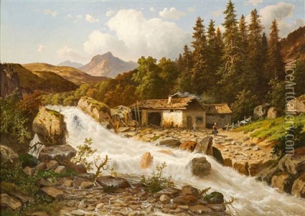 Kandersteg In Der Schweiz Oil Painting - Heinrich Eduard Heyn