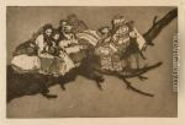 Andarse Por Las Ramas (disparate Ridiculo) Oil Painting - Francisco De Goya y Lucientes