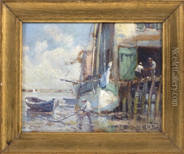 Docks Of Provincetown, Massachusetts Oil Painting - Arthur Vidal Diehl