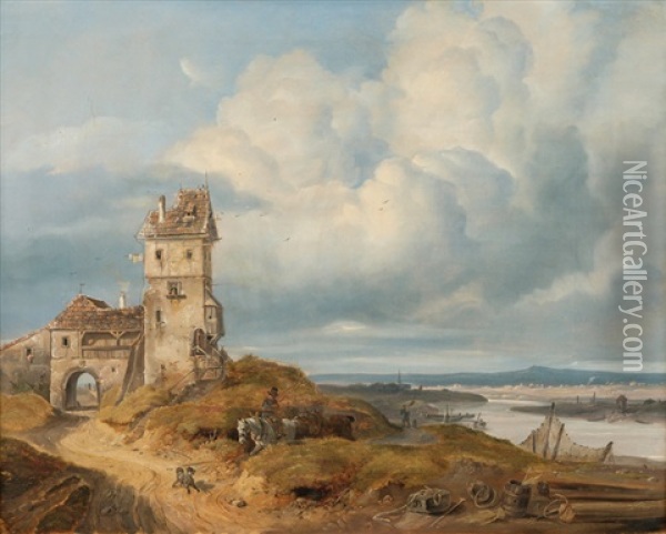 Landscape With Customs Station Oil Painting - Filippo Benucci