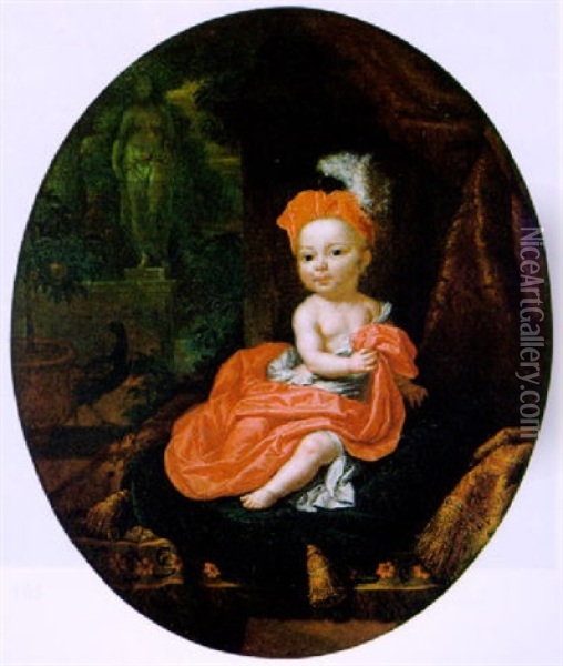 Bildnis Eines Kleinen Prinzen In Einem Schlos Oil Painting - Mattheus Verheyden