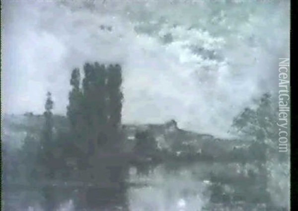 Franzosische Flusslandschaft Beim Mondschein Oil Painting - Maurice Levis