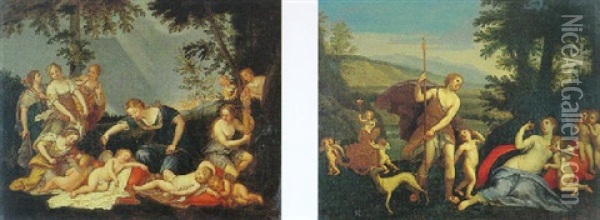Venus Disarming Cupid Oil Painting - Francesco Albani