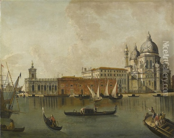 Blick Auf Die Dogana Und Santa Maria Della Salute In Venedig Oil Painting - Michele Marieschi
