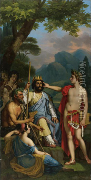 Apollo Punishes Midas For His False Judgement By Condemning Him To Sport An Ass's Ears Oil Painting - Joseph Paelinck
