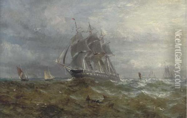 Running Down Channel At Dusk Oil Painting - Adolphus Knell