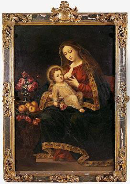 Virgen Amamantando Al Nino Jesus Oil Painting - Juan De Arellano