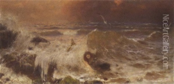 Mermaid In The Surf Oil Painting - Benes (Benesch) Knuepfer