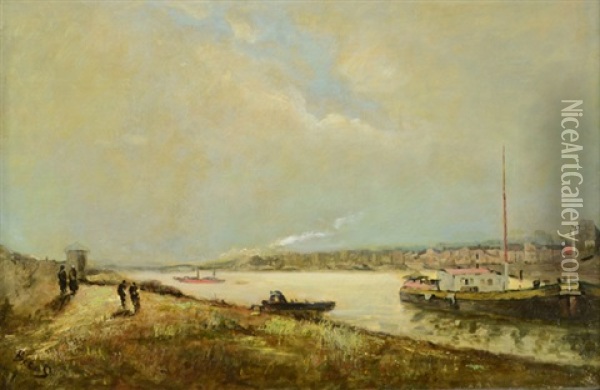 Steam Launch On The River Oil Painting - Frank Myers Boggs