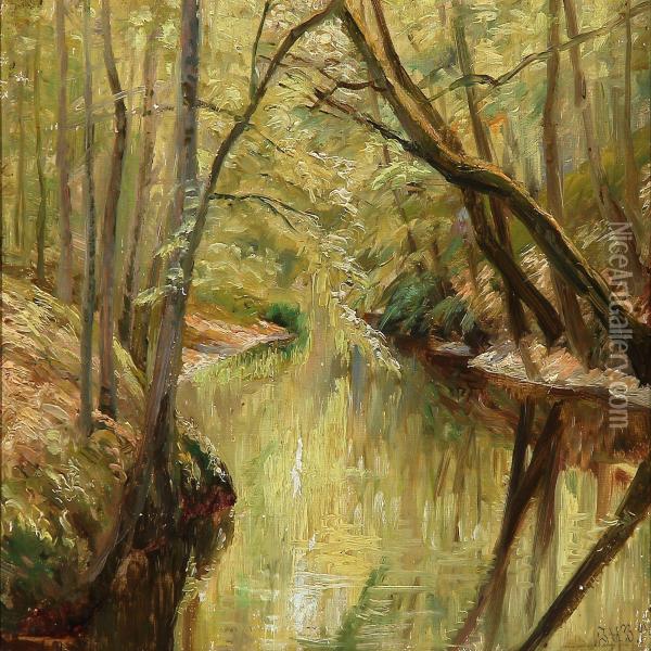 Spring Day In A Forest Oil Painting - Johan Ulrik Bredsdorff