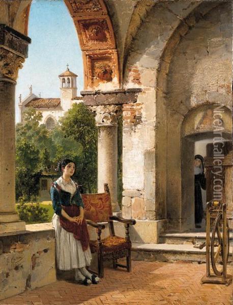 Nel Convento Oil Painting - Guglielmo Castoldi