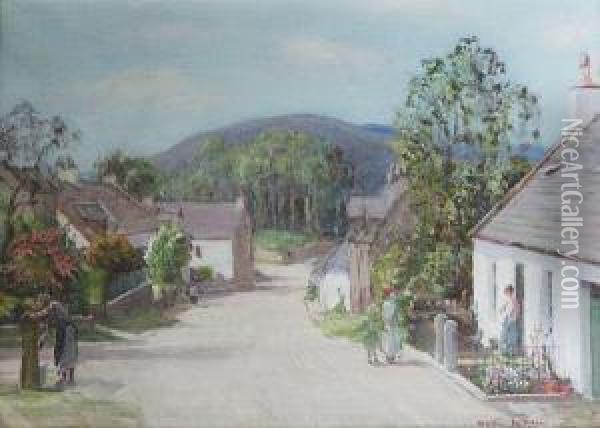 The Village Main Street Oil Painting - Walter McAdam