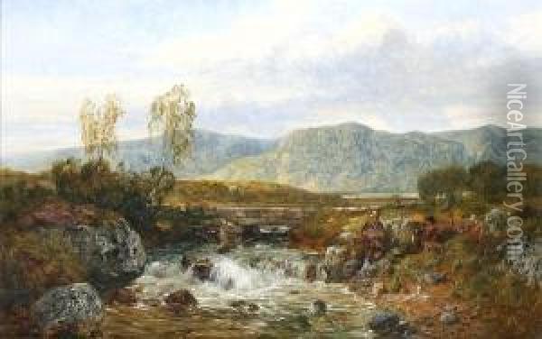 Near Capel Curig, North Wales Oil Painting - John Wright Oakes