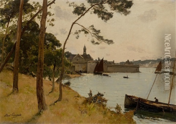 City By The Water Oil Painting - Paul Emile Lecomte