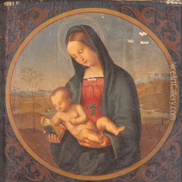 Madonna Conestabile (tondo) (after Raffael) Oil Painting - Bernhard Endres