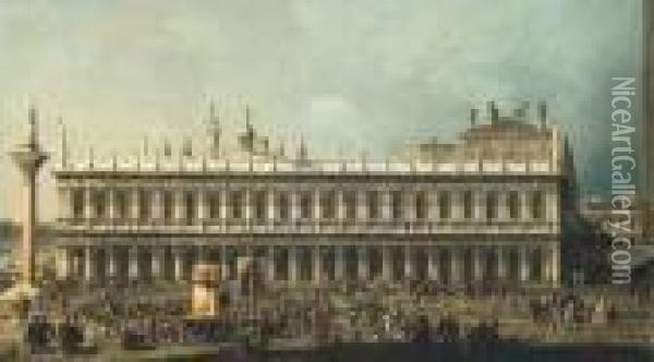 Venice: The Piazzetta Looking West Oil Painting - (Giovanni Antonio Canal) Canaletto