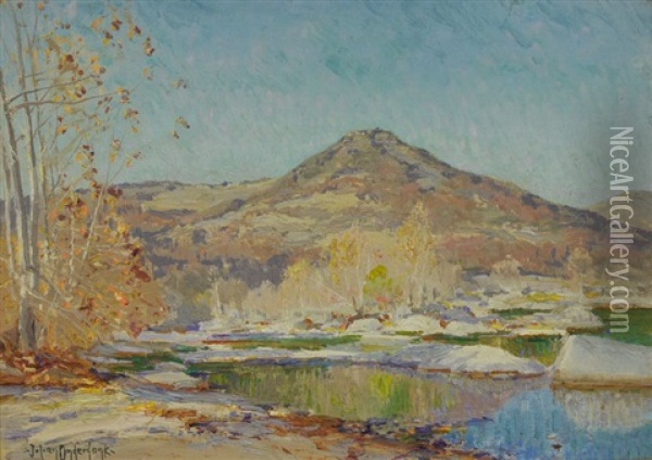Flag Mountain At The West Prong Of The Medina River Oil Painting - Julian Onderdonk