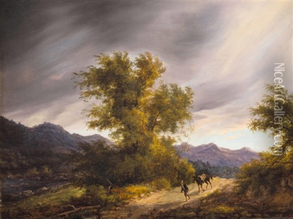 Auf Dem Heimweg Bei Aufziehendem Gewitter Oil Painting - Franz Reinhold