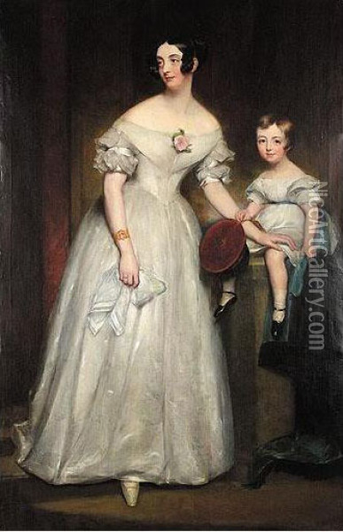Portrait Of A Mother And Child Oil Painting - Nicholas Joseph Crowley