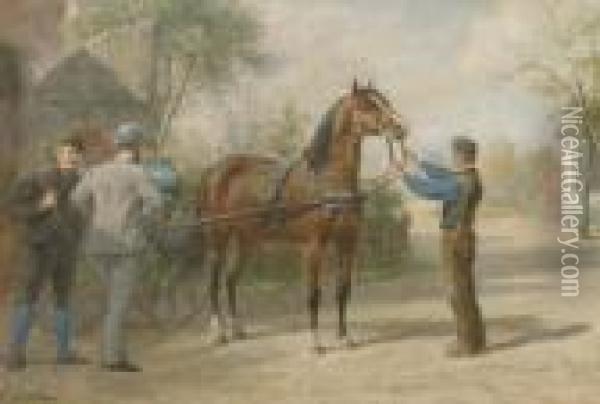 Preparing For A Carriage Ride Oil Painting - Otto Eerelman