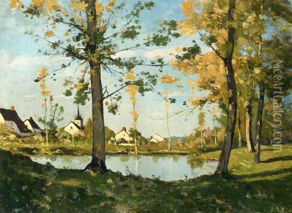 Autumn at Saint-Prive Oil Painting - Henri-Joseph Harpignies