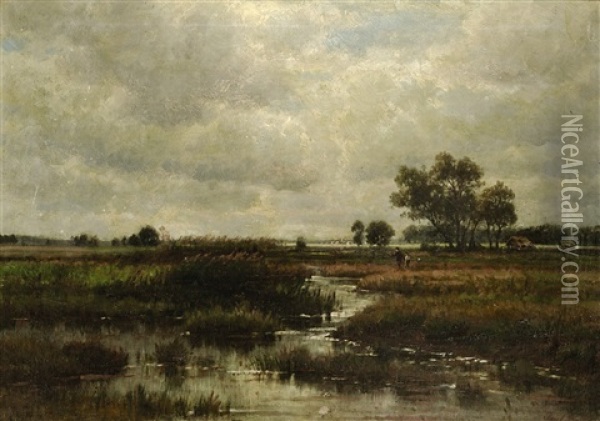 Moorlandschaft Mit Anglern Oil Painting - Paul Weber