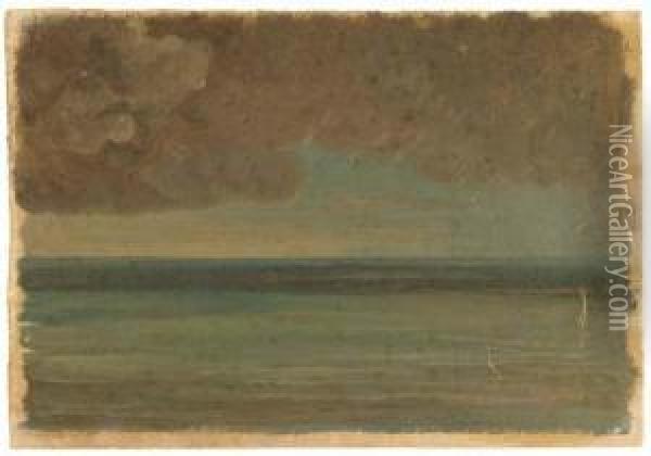 Vue De La Mer Depuis Ischia Sous Un Ciel Orageux Oil Painting - Simon-Joseph-Alexandre-Clement Denis
