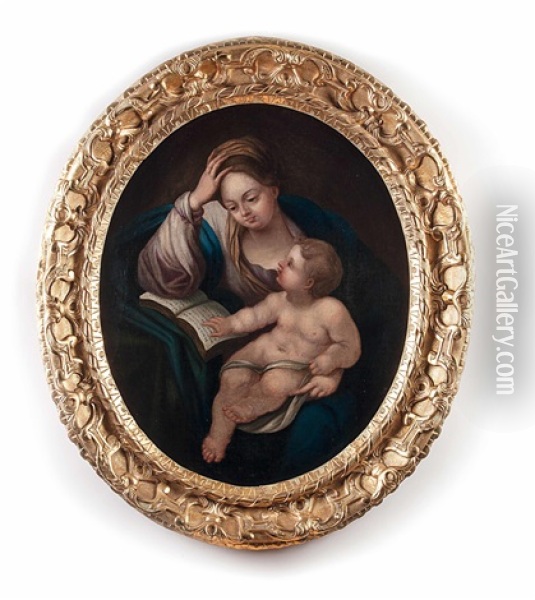 Madonna Mit Kind Beim Lesen Des Alten Testaments Oil Painting - Bartolomeo Schedoni