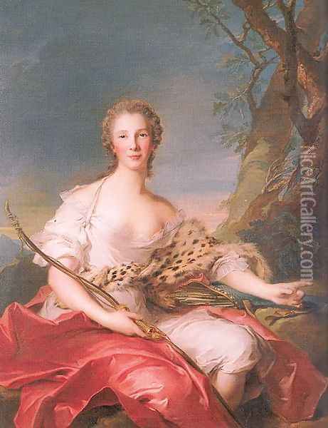 Madame Bouret as Diana 1745 Oil Painting - Jean-Marc Nattier