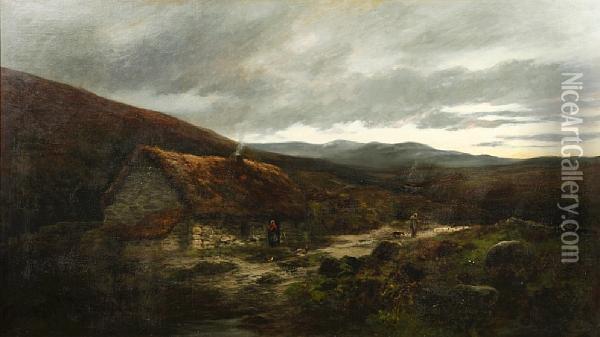 A Highland Cottage, Arran, Early Morning Oil Painting - William Beattie Brown