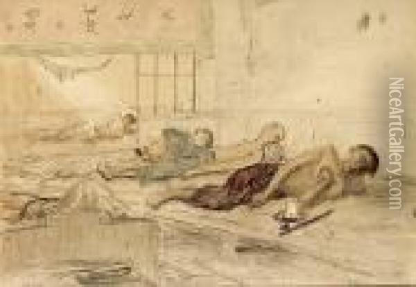 Opium Smokers In Indo-china Oil Painting - Marius Bauer