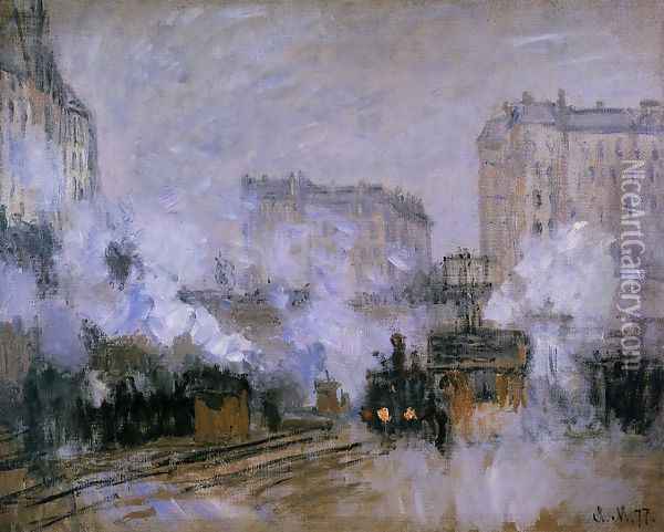 Exterior Of The Saint Lazare Station Arrival Of A Train Oil Painting - Claude Oscar Monet