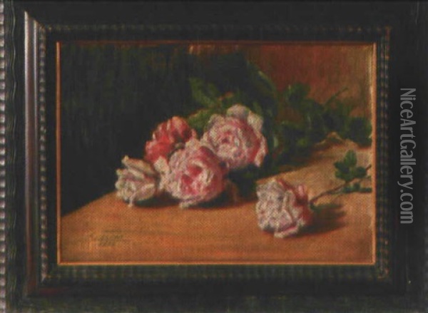 Rosa Rosen Oil Painting - Cesare Calchi Novati