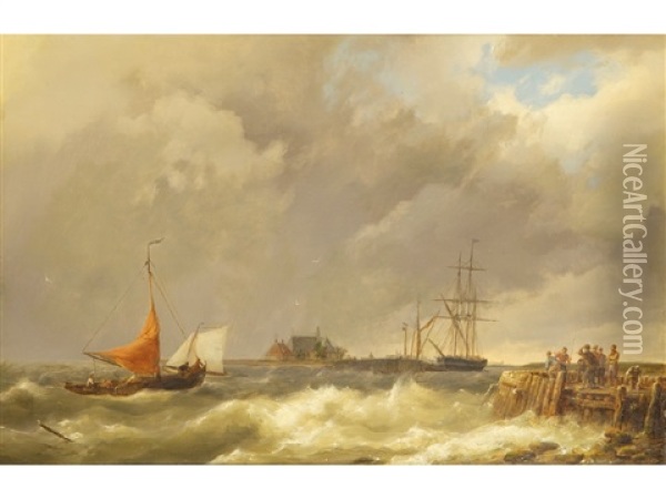 The Harbor, Edam, Zuyderszee Oil Painting - Hermanus Koekkoek the Elder