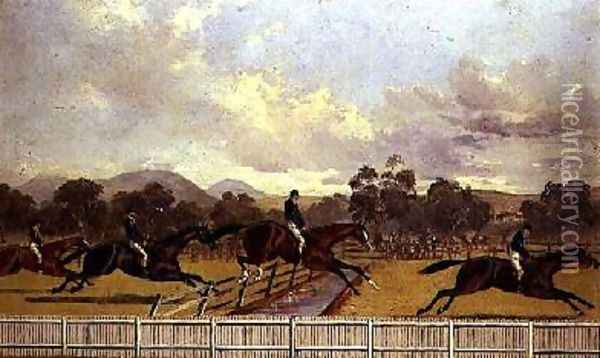 The Water Jump the Autumn Steeplechase at Ballarat Victoria Australia in 1868 Oil Painting - Thomas Hamilton Lyttleton