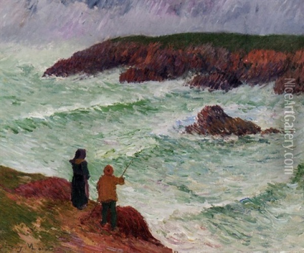 Les Falaises Pres De La Mer Oil Painting - Henry Moret