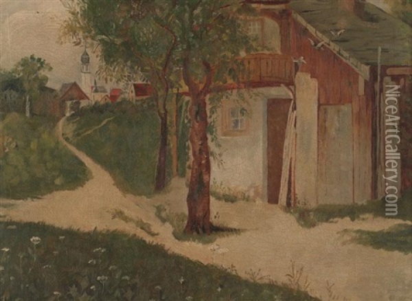 Dorf Mit Kirche Im Schwarzwald Oil Painting - Wilhelm Gustav Friedrich Hasemann