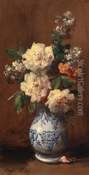 Blumenstuck Mit Rosen Oil Painting - Eugene Petit