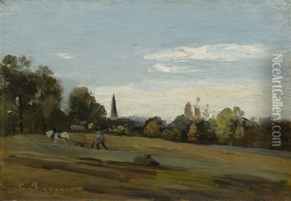 Le Labourage, Berelles Oil Painting - Camille Pissarro