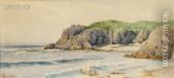 Coastal Cliffs. Oil Painting - Alfred Thompson Bricher
