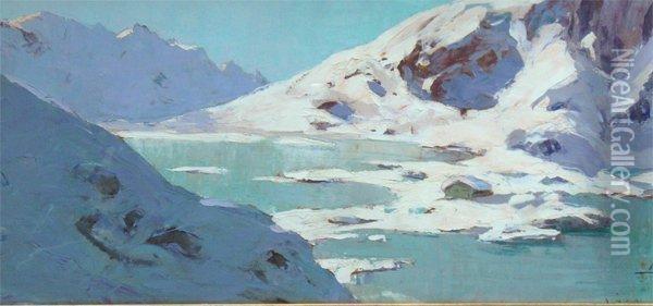  Vue De Lac En Haute Montagne  Oil Painting - Louise Germain