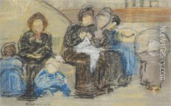 Untitled (mothers And Children) Oil Painting - Agnes Weinrich
