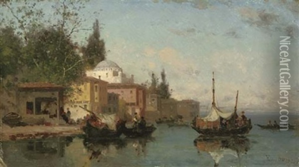 On The Shores Of The Bosphorus Oil Painting - Germain Fabius Brest