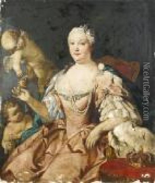 Portrait Of Maria Barbara Of Braganza Oil Painting - Jacopo (Giacomo) Amigoni