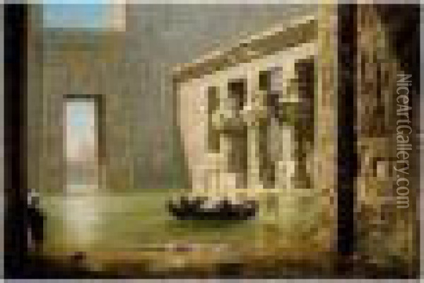View Inside The Temple Of Philae, Egypt Oil Painting - Ernst Carl Eugen Koerner