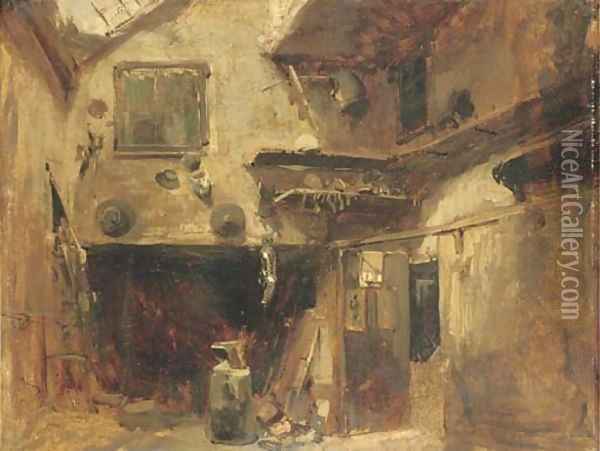 The interior of an armory Oil Painting - French School