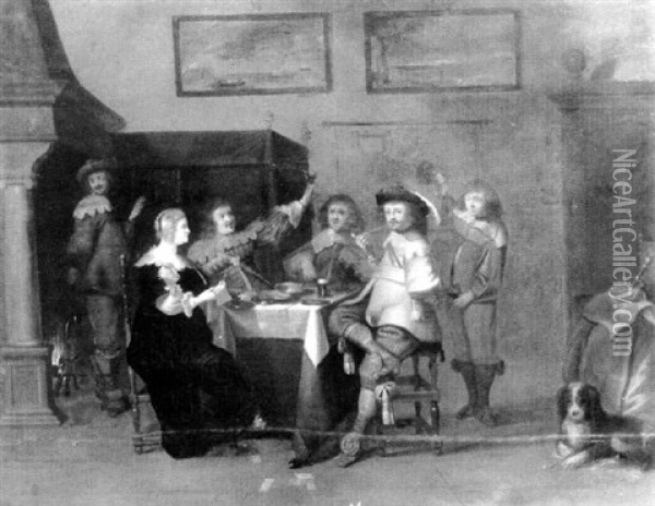 Scene De Taverne Oil Painting - Christoffel Jacobsz. Van Der Lamen