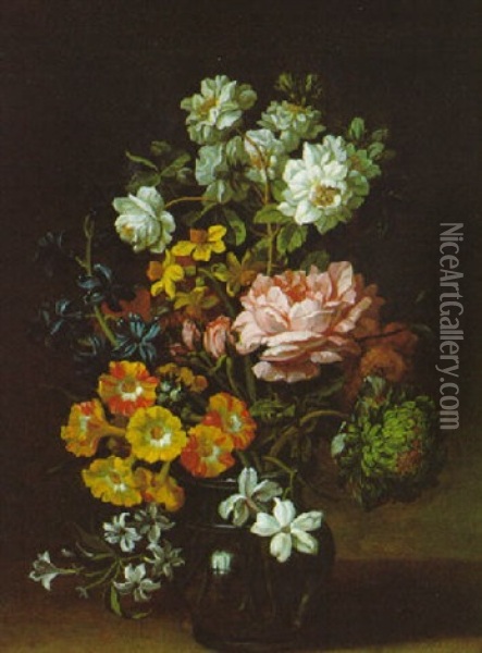 Blumenstraus In Einer Vase Oil Painting - Jean-Baptiste Monnoyer