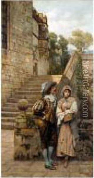 The Lover's Meeting Oil Painting - William A. Breakspeare